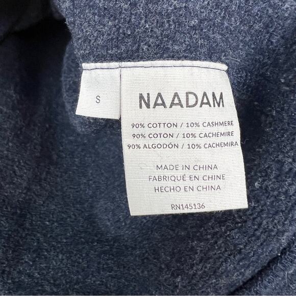 NAADAM | Men’s Fleece Quarter Zip Cotton Cashmere Heather Navy Neutral Comfy S - Picture 5 of 5